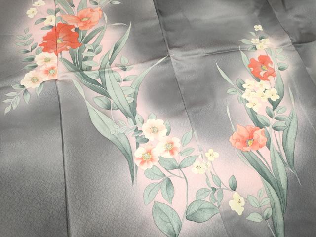 平和屋着物■訪問着　手描き　草花文　暈し染め　正絹　逸品　CABH0804ou