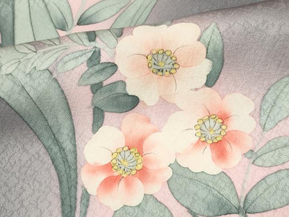 平和屋着物■訪問着　手描き　草花文　暈し染め　正絹　逸品　CABH0804ou