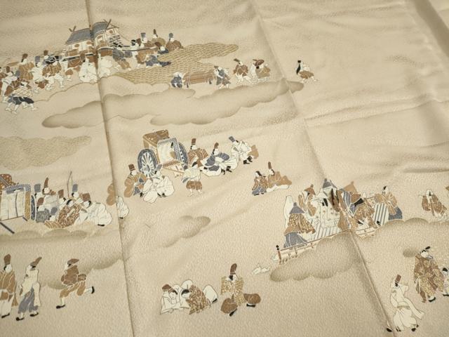 平和屋着物■訪問着　雲取り人物文　ロング丈　正絹　逸品　CABH0811ou