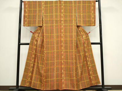 平和屋着物■上質な小紋　草花間道　正絹　逸品　未使用　CABH0812ou
