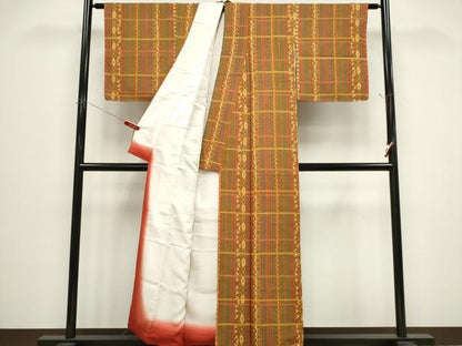 平和屋着物■上質な小紋　草花間道　正絹　逸品　未使用　CABH0812ou