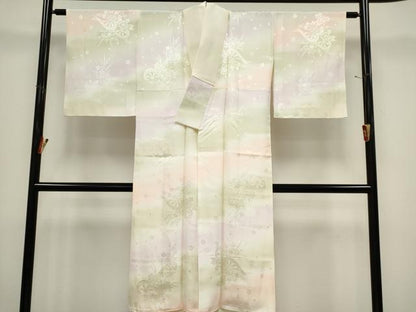 平和屋着物■長襦袢　袷　片輪車花地紋　暈し染め　正絹　逸品　CABH0820ou