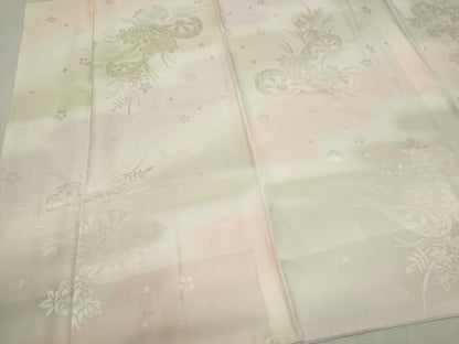 平和屋着物■長襦袢　袷　片輪車花地紋　暈し染め　正絹　逸品　CABH0820ou
