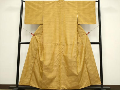 平和屋着物■本場縞大島紬　格子柄　正絹　逸品　未使用　CABH0828ou
