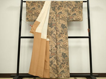 平和屋着物■上質な小紋　人物風景文　正絹　逸品　CABH0829ou