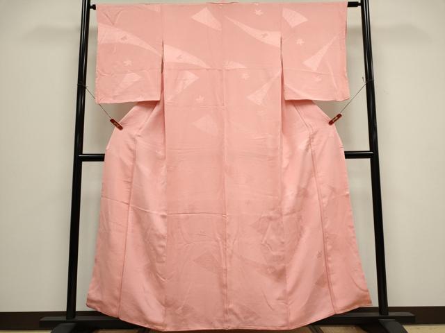 平和屋着物■上質な色無地 舞楓地紋 珊瑚色 高島屋扱い 正絹 逸品 CABH0832ou