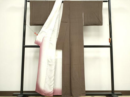 平和屋着物■上質な小紋 縞 正絹 逸品 CABH0836ou