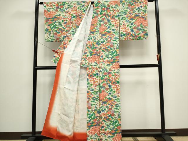 平和屋着物■上質な小紋　型染め　吉祥草花文　正絹　逸品　CABH0842ou