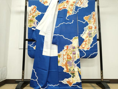 平和屋着物■豪華振袖 駒刺繍 雲取り吉祥草花文 金彩 正絹 逸品 CABH0843ou