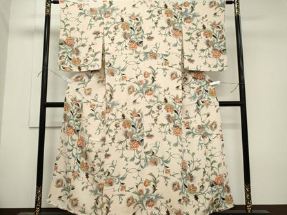 平和屋着物■上質な小紋 更紗花唐草文 正絹 逸品 CABH0844ou