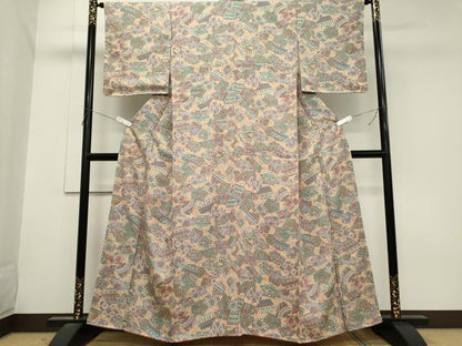 平和屋着物■上質な小紋 切嵌吉祥花文 正絹 逸品 未使用 CABH0845ou