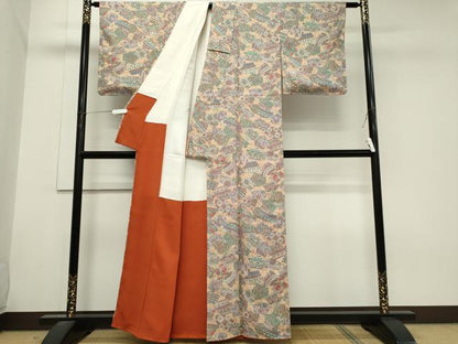 平和屋着物■上質な小紋 切嵌吉祥花文 正絹 逸品 未使用 CABH0845ou