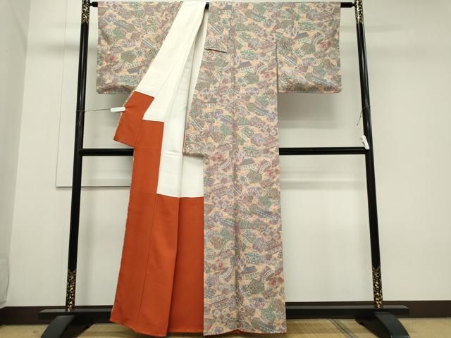 平和屋着物■上質な小紋 切嵌吉祥花文 正絹 逸品 未使用 CABH0845ou