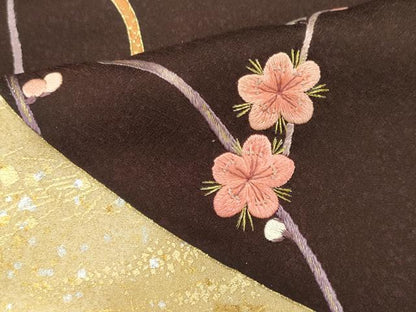 平和屋着物■中国三大刺繍 相良刺繍 色留袖 絵巻枝梅文 金銀彩 正絹 逸品 CABH0849ou