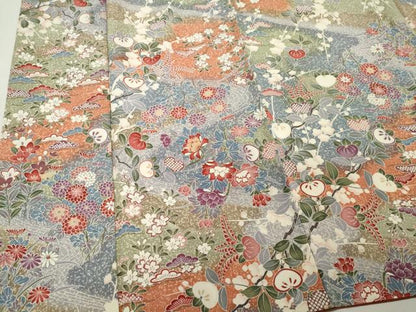 平和屋着物■上質な小紋 流水草花文 たたき染め 正絹 逸品 未使用 CABH0853ou