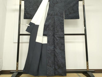 平和屋着物■結城紬　100亀甲　切嵌吉祥花文　正絹　逸品　CABH0861ou