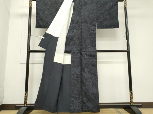 平和屋着物■結城紬　100亀甲　切嵌吉祥花文　正絹　逸品　CABH0861ou