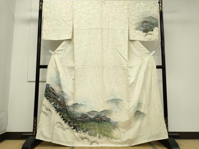 平和屋着物■訪問着　手描き　風景文　暈し染め　正絹　逸品　CABH08632ou