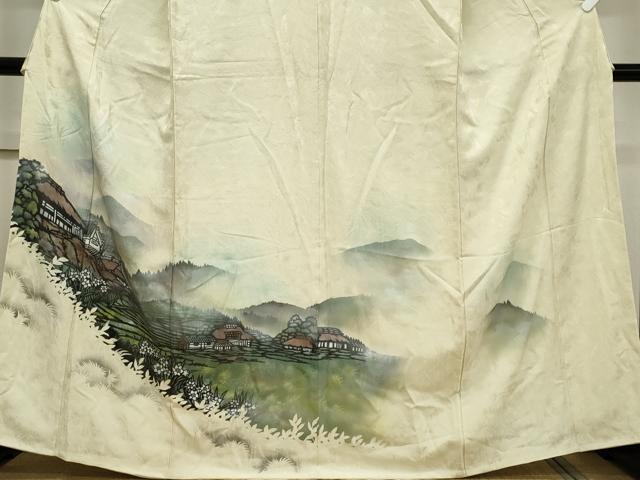 平和屋着物■訪問着　手描き　風景文　暈し染め　正絹　逸品　CABH08632ou