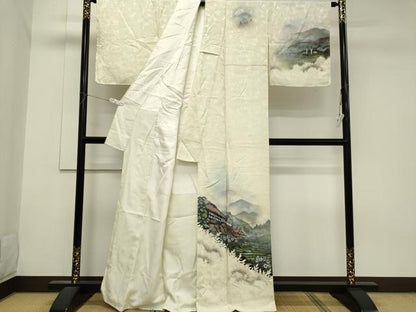 平和屋着物■訪問着　手描き　風景文　暈し染め　正絹　逸品　CABH08632ou