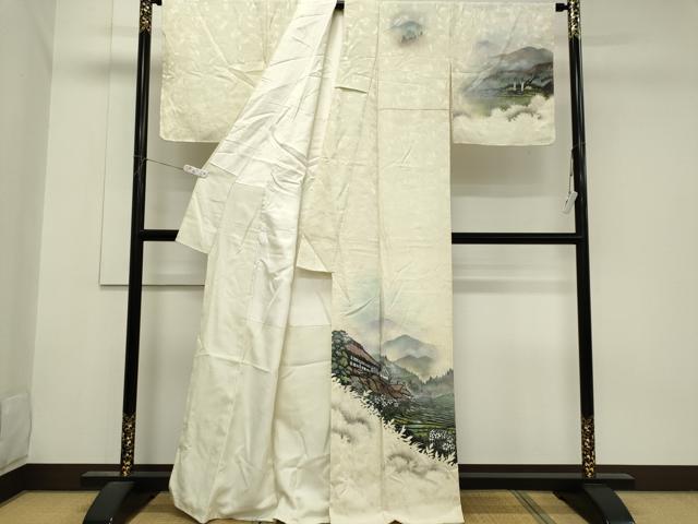 平和屋着物■訪問着　手描き　風景文　暈し染め　正絹　逸品　CABH08632ou