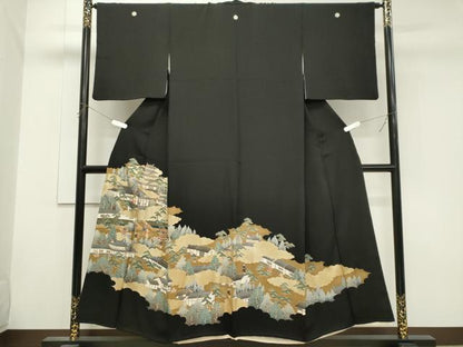平和屋着物■豪華黒留袖　人物風景文　金彩　正絹　逸品　CABH0871ou