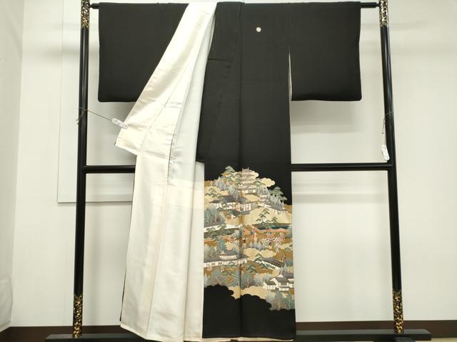 平和屋着物■豪華黒留袖　人物風景文　金彩　正絹　逸品　CABH0871ou