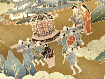 平和屋着物■豪華黒留袖　人物風景文　金彩　正絹　逸品　CABH0871ou
