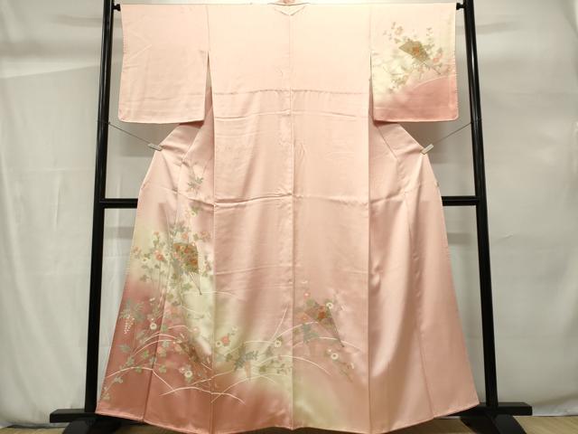 平和屋着物■中国三大刺繍　スワトウ刺繍　訪問着　扇面草花文　暈し染め　金彩　正絹　逸品　CABH0873ou