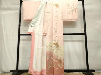 平和屋着物■中国三大刺繍　スワトウ刺繍　訪問着　扇面草花文　暈し染め　金彩　正絹　逸品　CABH0873ou