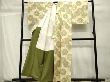 平和屋着物■上質な紬　正倉院花文　正絹　逸品　CABH0885ou