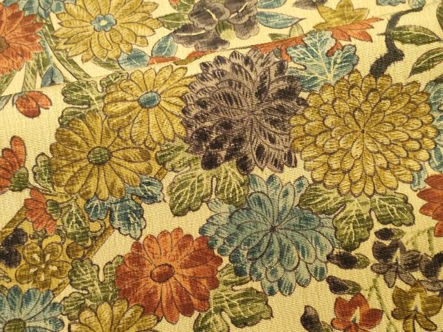 平和屋着物■上質なお召　風景花文　正絹　逸品　CABH0887ou
