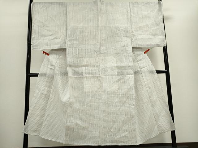 平和屋着物＊夏物　男性　小紋　上布　格子柄　麻　逸品　CABH0904ou