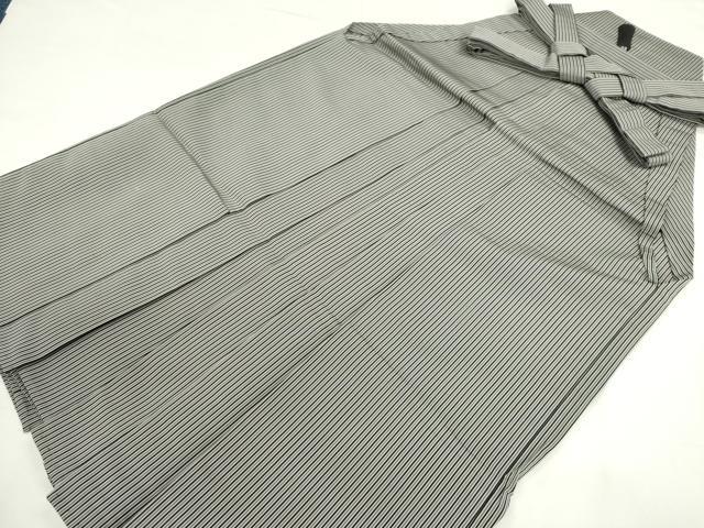 平和屋着物＊夏物　男性　行灯袴　縦絽　縞　正絹　逸品　CABH0910ou