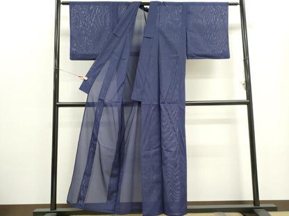 平和屋着物＊夏物　色無地　絽　深縹色　洗える着物　CABH0911ou