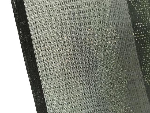 平和屋着物＊夏物　小紋　紗　幾何学文様　黒地　洗える着物　CABH0914ou