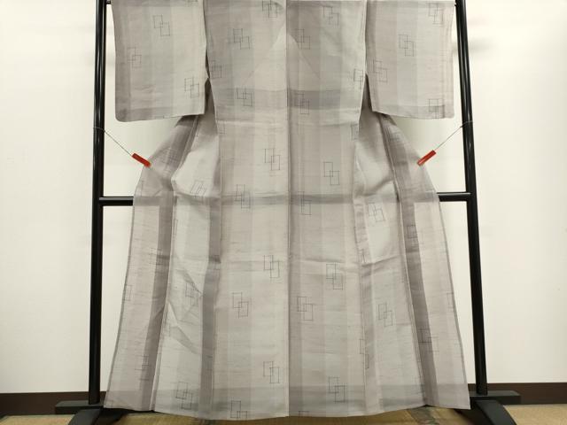 平和屋着物＊夏物　紗紬　幾何学文　やまと誂製　正絹　逸品　CABH0919ou