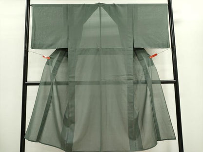 平和屋着物＊西陣　夏物　男性　紗紬　利休鼠色　証紙付き　正絹　逸品　CABH0922ou