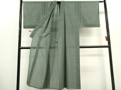 平和屋着物＊西陣　夏物　男性　紗紬　利休鼠色　証紙付き　正絹　逸品　CABH0922ou