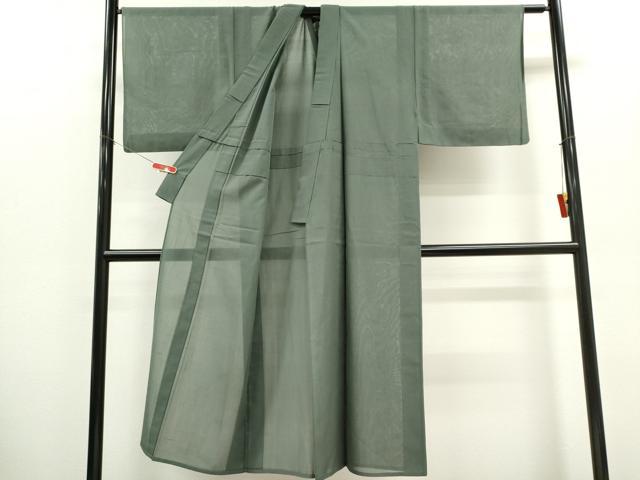 平和屋着物＊西陣　夏物　男性　紗紬　利休鼠色　証紙付き　正絹　逸品　CABH0922ou