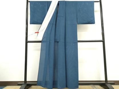 平和屋着物＊夏物　色無地　絽　紺鼠色　正絹　逸品　CABH0926ou