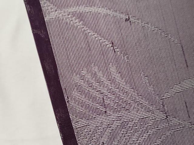 平和屋着物＊夏物　色無地　流水芝草文紗　桑の実色　正絹　逸品　CABH0927ou