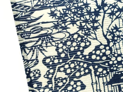 平和屋着物＊夏物　浴衣・小紋兼用　綿絽　藍　型染め　人物風景文　綿　逸品　CABH0928ou