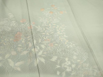 平和屋着物＊夏物　訪問着　絽　草花文　暈し染め　正絹　逸品　CABH0932ou
