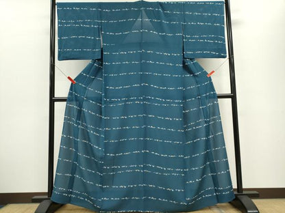 平和屋着物＊夏物　小紋　絽　横段花文　正絹　逸品　CABH0933ou