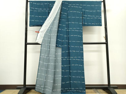平和屋着物＊夏物　小紋　絽　横段花文　正絹　逸品　CABH0933ou