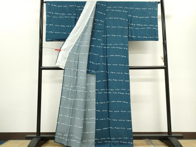 平和屋着物＊夏物　小紋　絽　横段花文　正絹　逸品　CABH0933ou