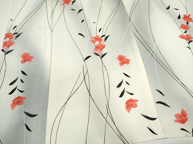 平和屋着物＊夏物　小紋　絽　草花文　暈し染め　銀彩　正絹　逸品　CABH0939ou