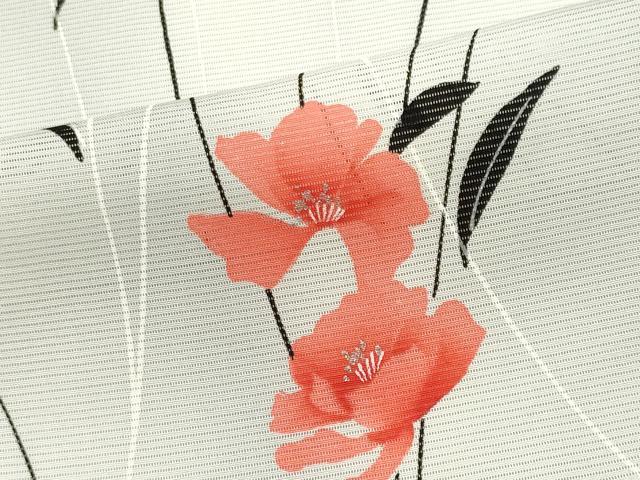平和屋着物＊夏物　小紋　絽　草花文　暈し染め　銀彩　正絹　逸品　CABH0939ou