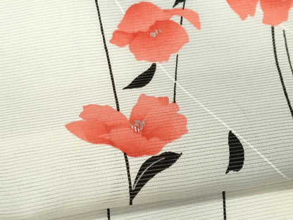 平和屋着物＊夏物　小紋　絽　草花文　暈し染め　銀彩　正絹　逸品　CABH0939ou